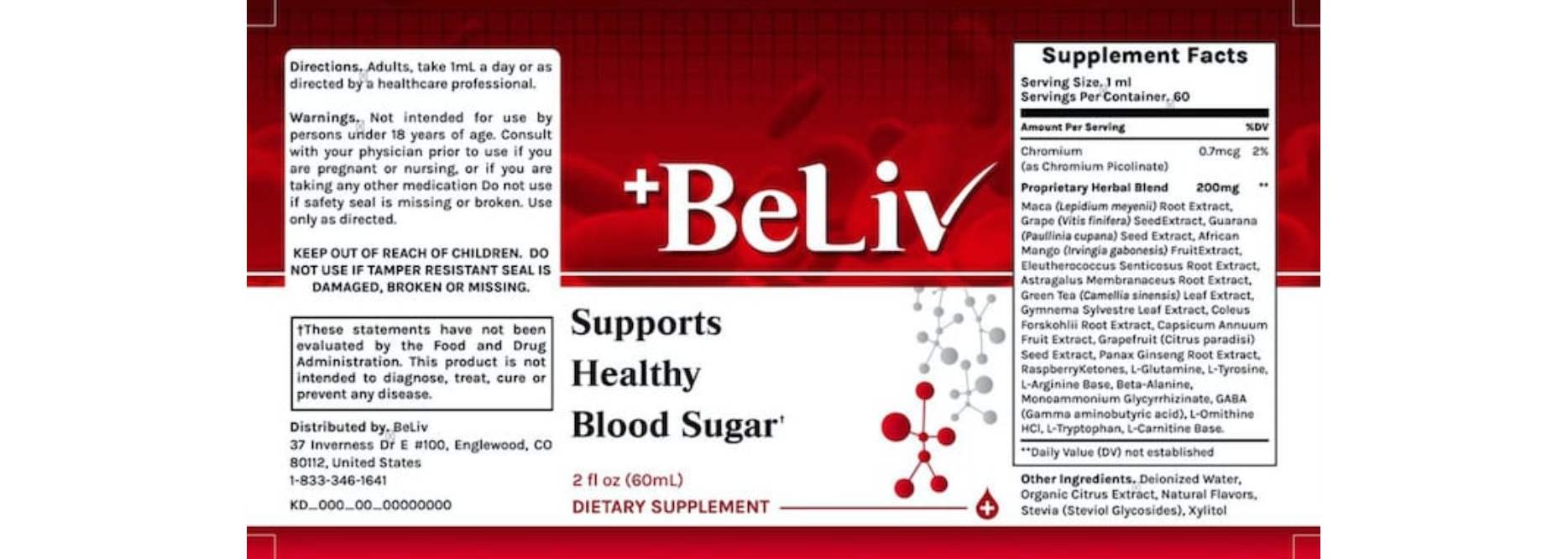 BeLiv Supplement Facts